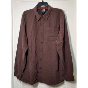The North Face Men’s Long Sleeve Button-Up Hiking Shirt Size L – Brown Plaid